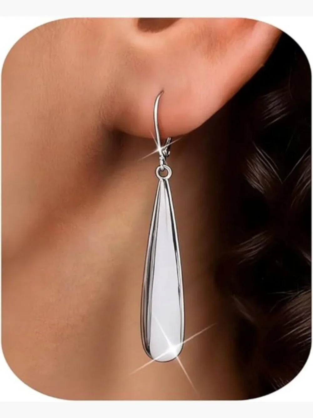 925 Sterling Silver Leverback Dangle Earrings Hypoallergenic Teardrop